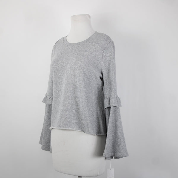 Candies NEW $48 Sz S Grey Heather Bell Sleeve Sweatshirt Cotton Poly Sweater