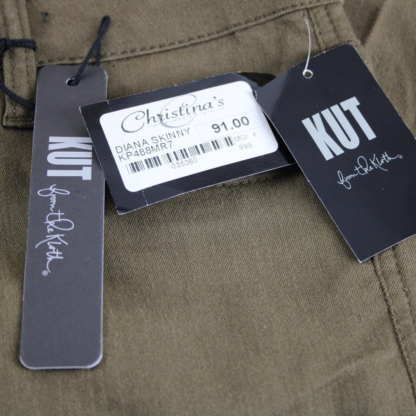 Kut NEW $91 Diana Sz 4 X 33 Moss Green Skinny Cotton Poly Spandex Jeans