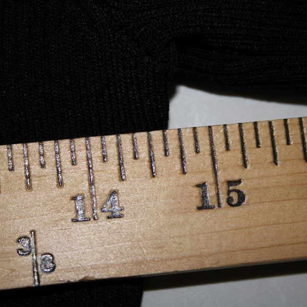 Fashion Sz S? Black Silver Chain Trimmed Neck Ribbed Round Neck Rayon Nylon Top