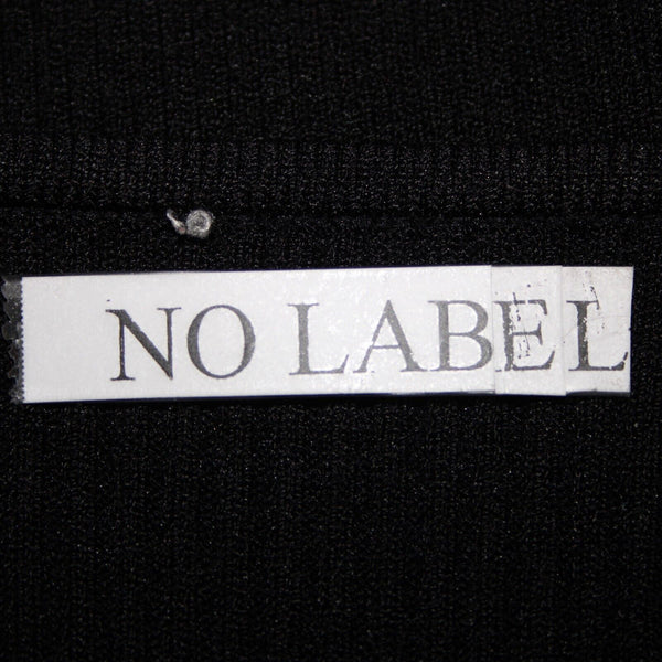 Fashion Sz S? Black Silver Chain Trimmed Neck Ribbed Round Neck Rayon Nylon Top