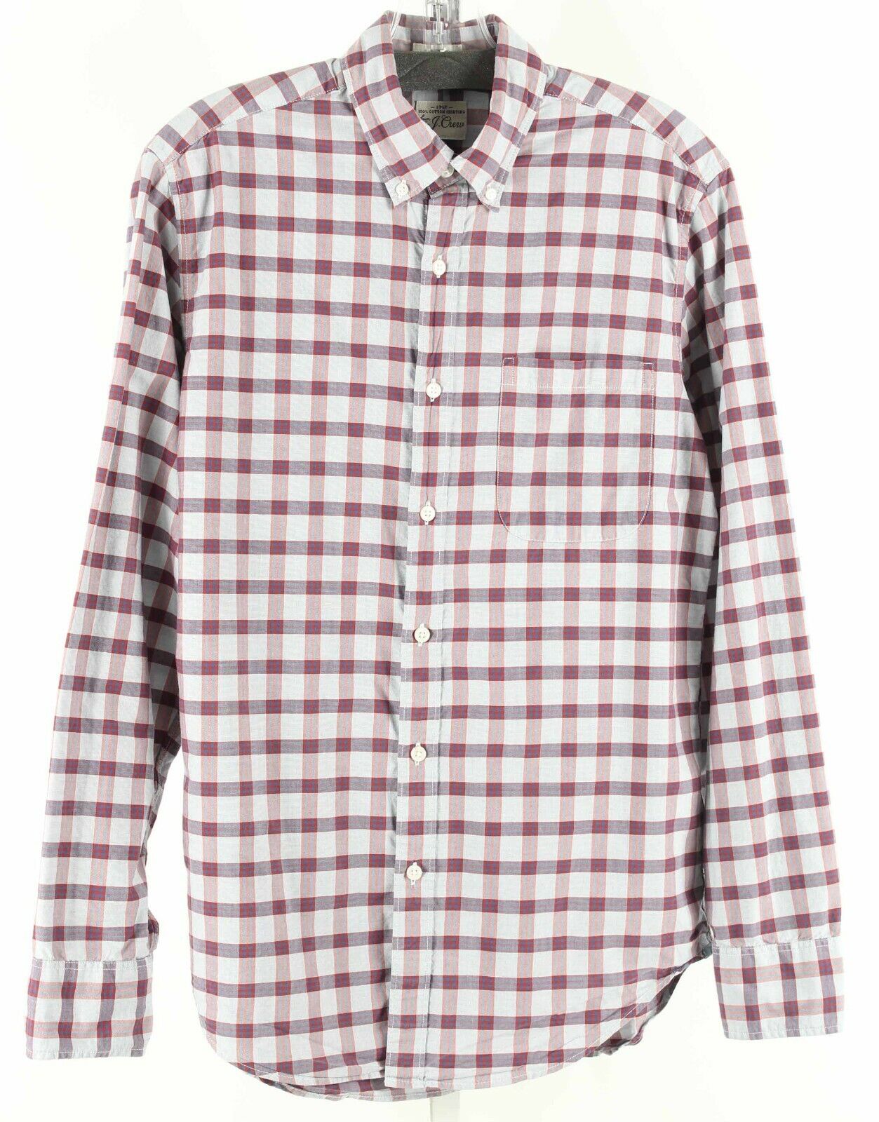 J Crew Sz S Lt Blue Gray Red Plaid Button Down Classic 100% Cotton Shirt