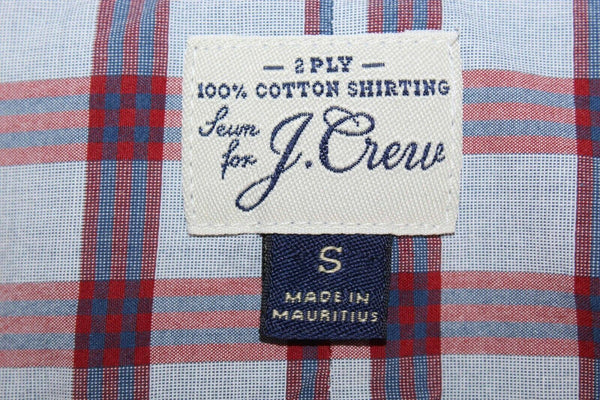 J Crew Sz S Lt Blue Gray Red Plaid Button Down Classic 100% Cotton Shirt