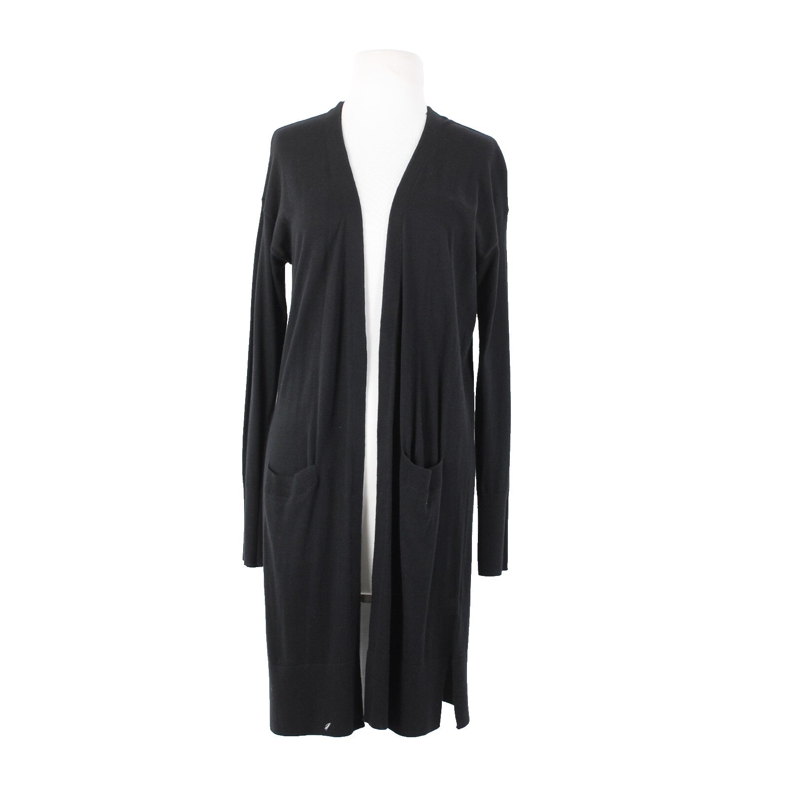 Halogen NEW $79 Sz S Black Pockets Midi Viscose Nylon Polyester Wrap Sweater