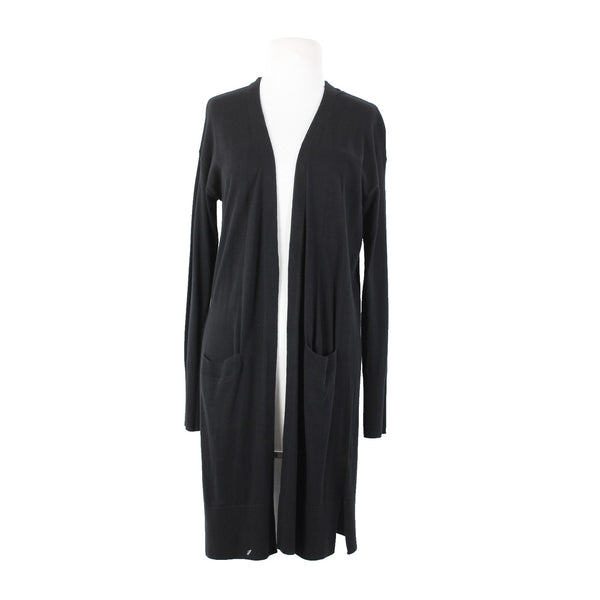 Halogen NEW $79 Sz S Black Pockets Midi Viscose Nylon Polyester Wrap Sweater