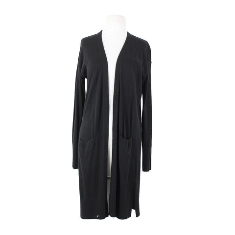 Halogen NEW $79 Sz S Black Pockets Midi Viscose Nylon Polyester Wrap Sweater