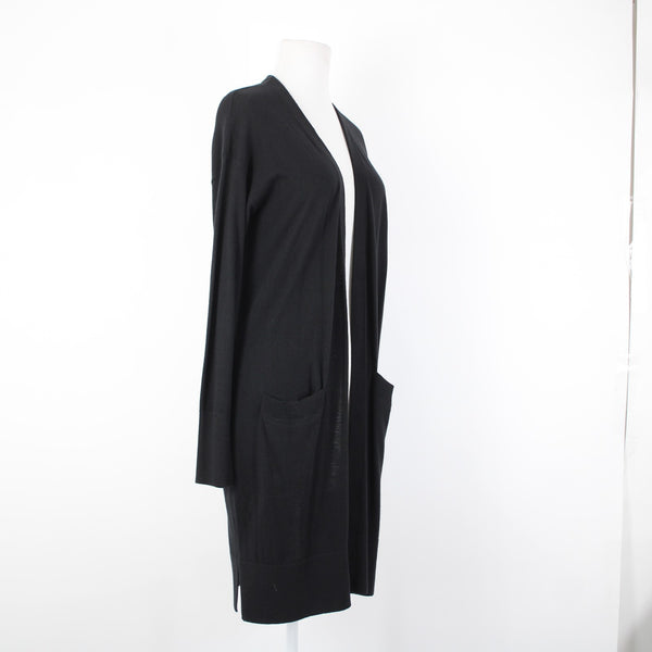 Halogen NEW $79 Sz S Black Pockets Midi Viscose Nylon Polyester Wrap Sweater