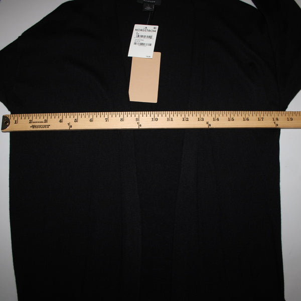 Halogen NEW $79 Sz S Black Pockets Midi Viscose Nylon Polyester Wrap Sweater