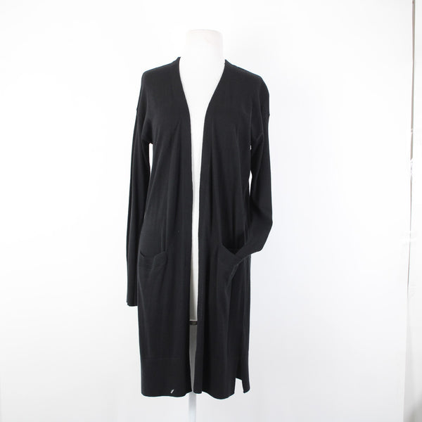 Halogen NEW $79 Sz S Black Pockets Midi Viscose Nylon Polyester Wrap Sweater