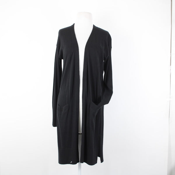 Halogen NEW $79 Sz S Black Pockets Midi Viscose Nylon Polyester Wrap Sweater