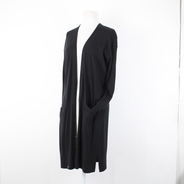 Halogen NEW $79 Sz S Black Pockets Midi Viscose Nylon Polyester Wrap Sweater