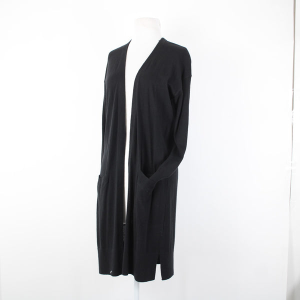 Halogen NEW $79 Sz S Black Pockets Midi Viscose Nylon Polyester Wrap Sweater