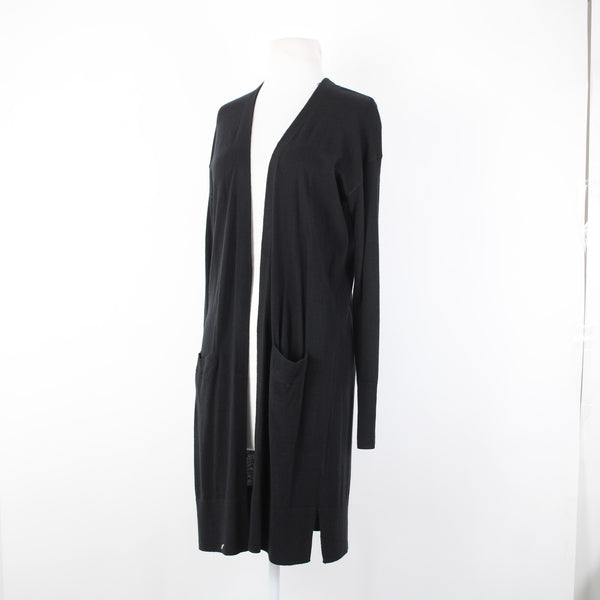 Halogen NEW $79 Sz S Black Pockets Midi Viscose Nylon Polyester Wrap Sweater
