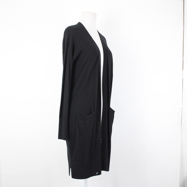 Halogen NEW $79 Sz S Black Pockets Midi Viscose Nylon Polyester Wrap Sweater