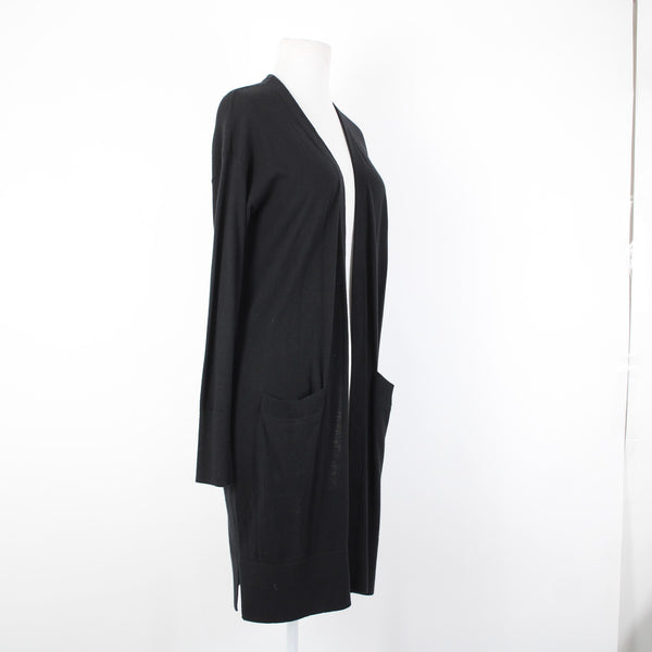 Halogen NEW $79 Sz S Black Pockets Midi Viscose Nylon Polyester Wrap Sweater