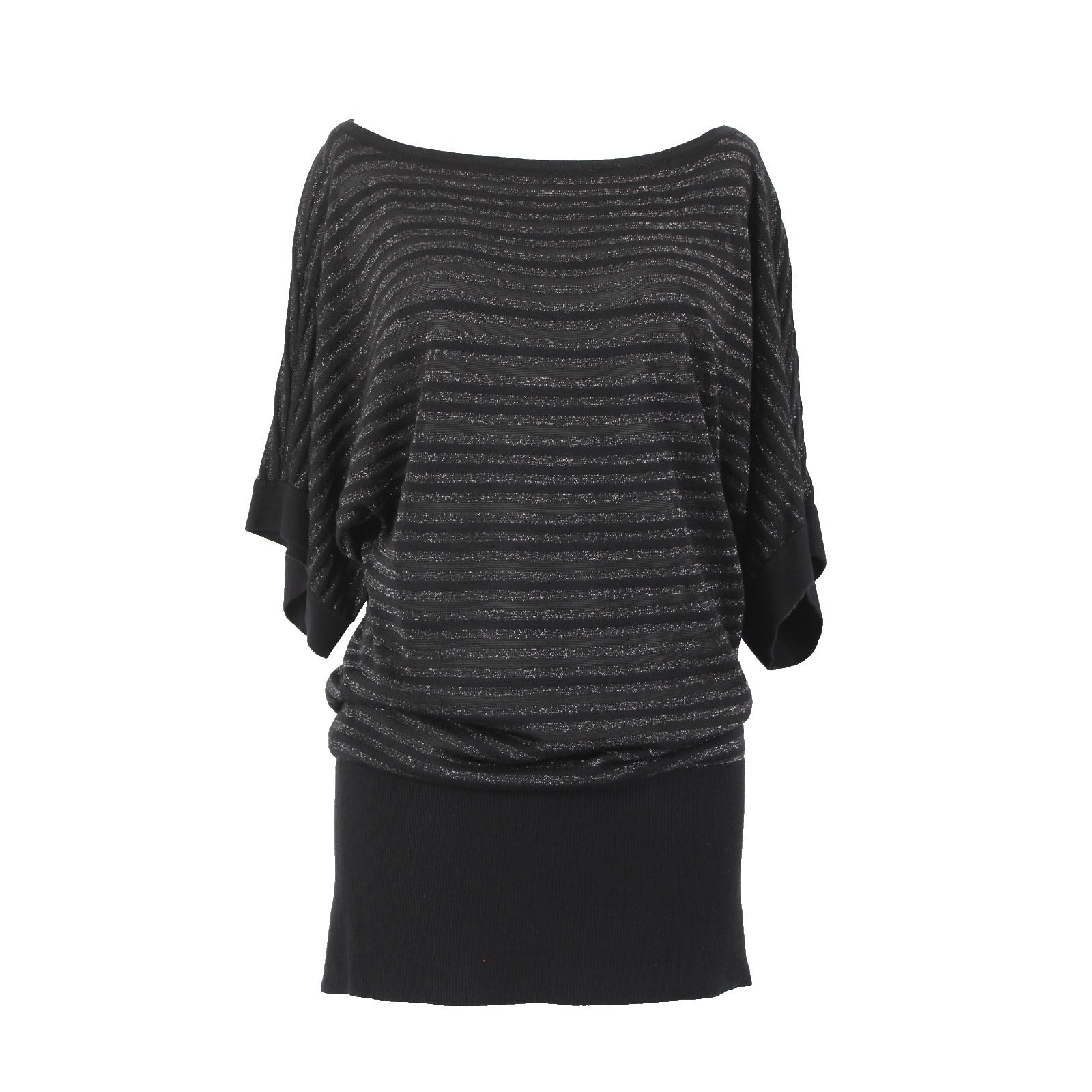 White House Black Market Top NEW Sz S Black Silver Striped Rayon Poly Top