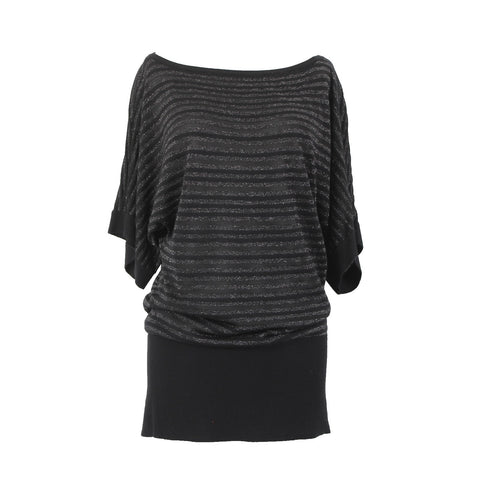 White House Black Market Top NEW Sz S Black Silver Striped Rayon Poly Top