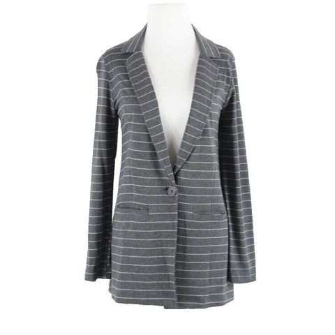 Dolan Sz XS Gray White Striped V Neck Cotton Blend Cardigan Knit Jacket
