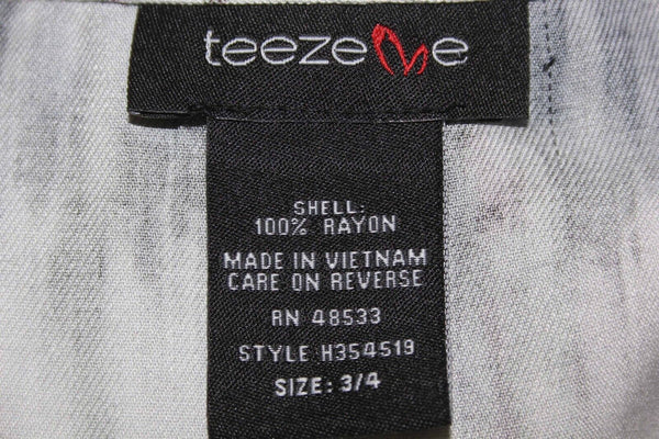 Teeze Me Sz 3/4 White Navy Olive Collared Racerback High Low Rayon Dress