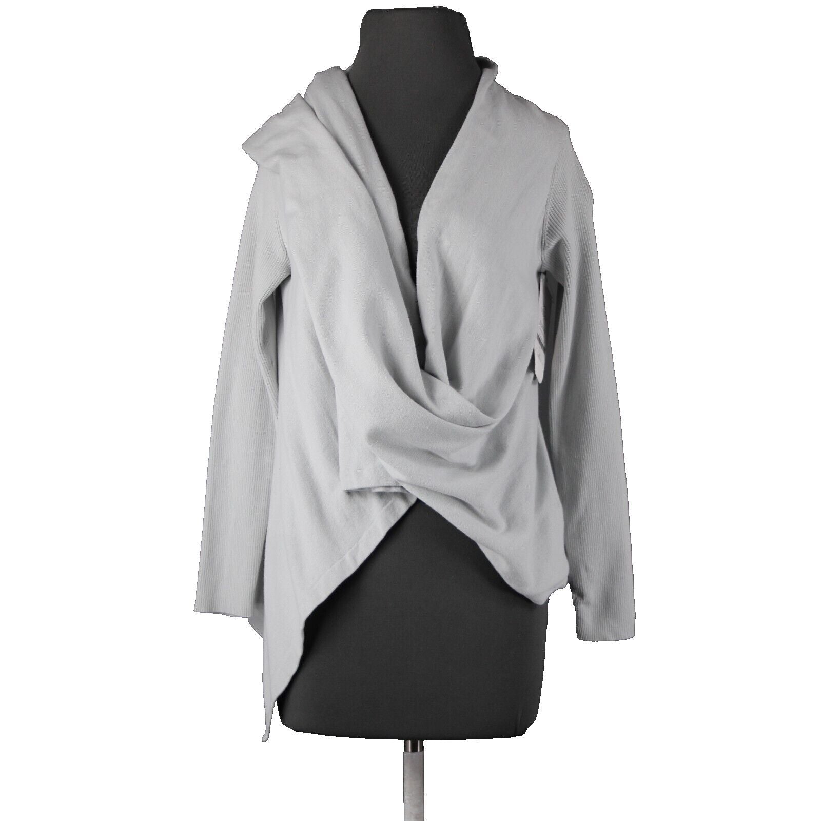 Fabletics NEW $70 Savanna Sz S Gray Asymmetrical Scarf Detail Cotton Nylon Wrap
