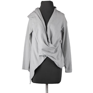 Fabletics NEW $70 Savanna Sz S Gray Asymmetrical Scarf Detail Cotton Nylon Wrap