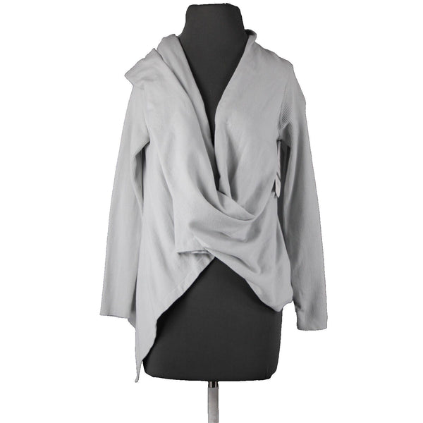 Fabletics NEW $70 Savanna Sz S Gray Asymmetrical Scarf Detail Cotton Nylon Wrap