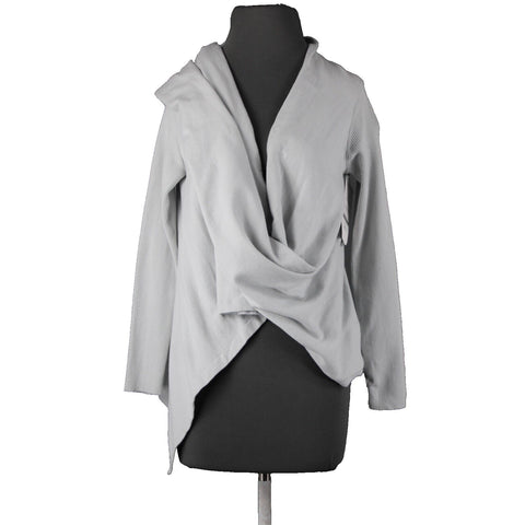 Fabletics NEW $70 Savanna Sz S Gray Asymmetrical Scarf Detail Cotton Nylon Wrap