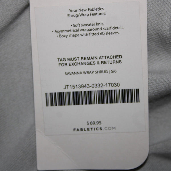 Fabletics NEW $70 Savanna Sz S Gray Asymmetrical Scarf Detail Cotton Nylon Wrap