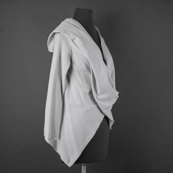 Fabletics NEW $70 Savanna Sz S Gray Asymmetrical Scarf Detail Cotton Nylon Wrap