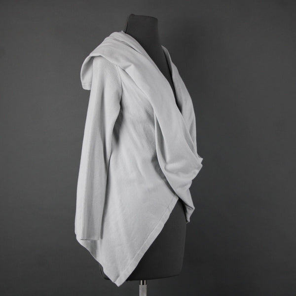 Fabletics NEW $70 Savanna Sz S Gray Asymmetrical Scarf Detail Cotton Nylon Wrap