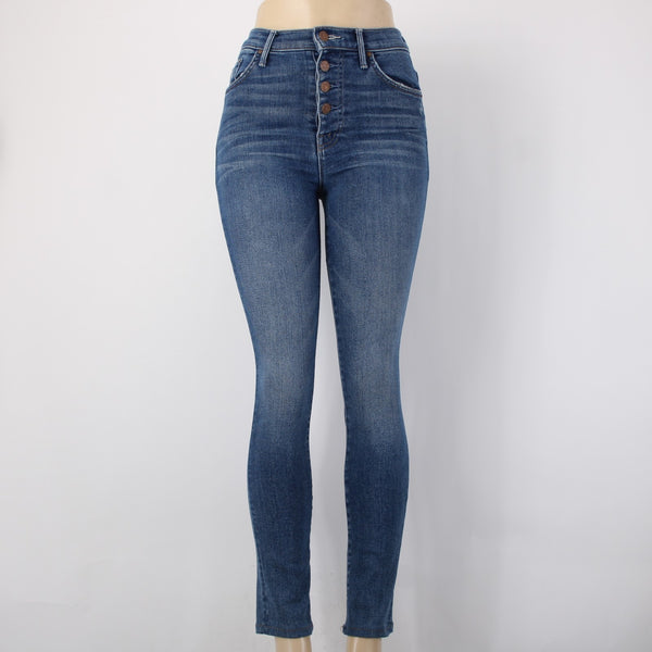 Mother Jeans Pixie Swooner Skimp Sz 25 x 29 Blue Denim Cotton Lyocell Jeans