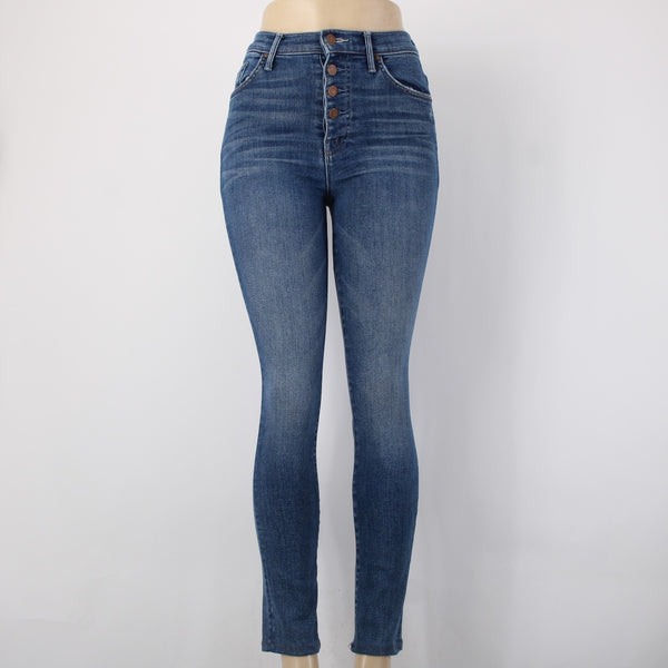 Mother Jeans Pixie Swooner Skimp Sz 25 x 29 Blue Denim Cotton Lyocell Jeans
