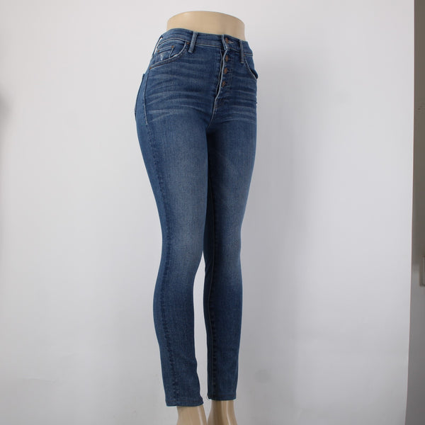 Mother Jeans Pixie Swooner Skimp Sz 25 x 29 Blue Denim Cotton Lyocell Jeans