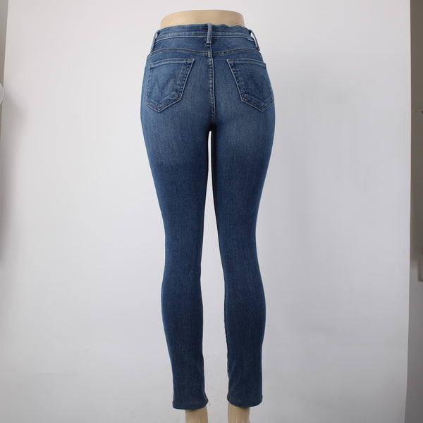 Mother Jeans Pixie Swooner Skimp Sz 25 x 29 Blue Denim Cotton Lyocell Jeans