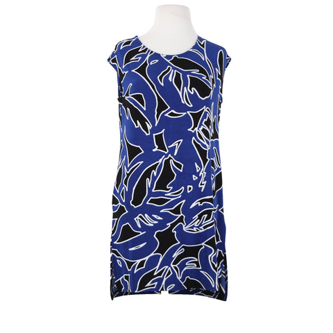 Chicos Traveler NEW $40 Sz 0 Seafaring Blue Black Hi Lo Acetate Spndx Tunic Top