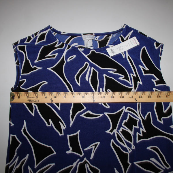 Chicos Traveler NEW $40 Sz 0 Seafaring Blue Black Hi Lo Acetate Spndx Tunic Top