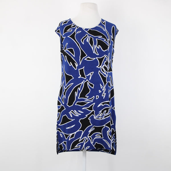 Chicos Traveler NEW $40 Sz 0 Seafaring Blue Black Hi Lo Acetate Spndx Tunic Top