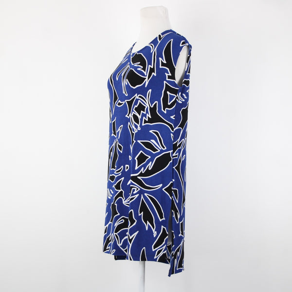Chicos Traveler NEW $40 Sz 0 Seafaring Blue Black Hi Lo Acetate Spndx Tunic Top
