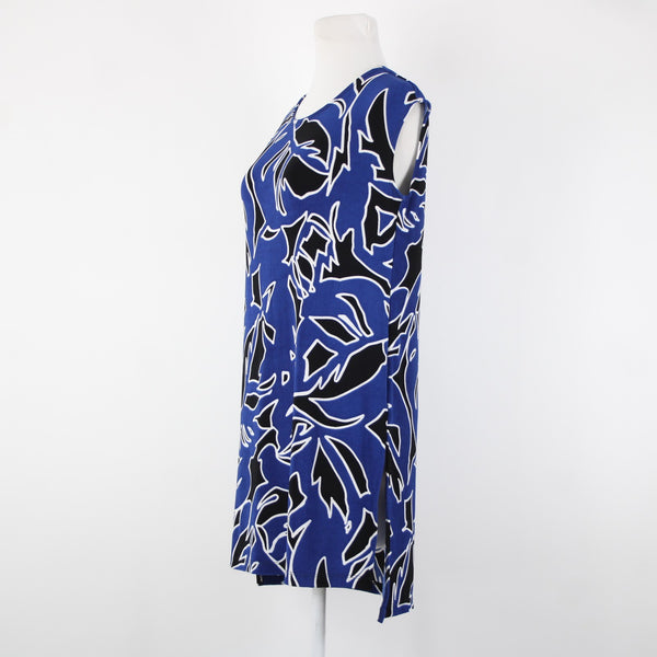 Chicos Traveler NEW $40 Sz 0 Seafaring Blue Black Hi Lo Acetate Spndx Tunic Top