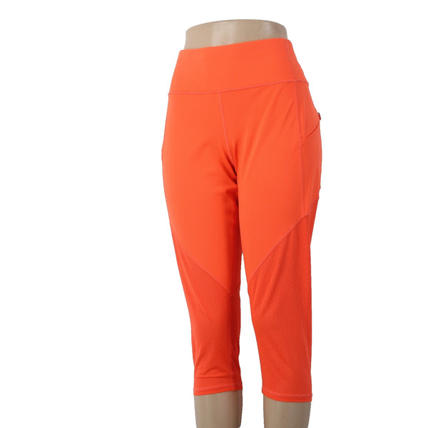 Athleta AW Pant Sz LT x 20 Orange Pull On Pockets Knee Length Poly Spandex