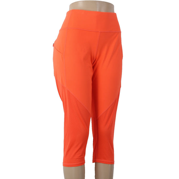 Athleta AW Pant Sz LT x 20 Orange Pull On Pockets Knee Length Poly Spandex