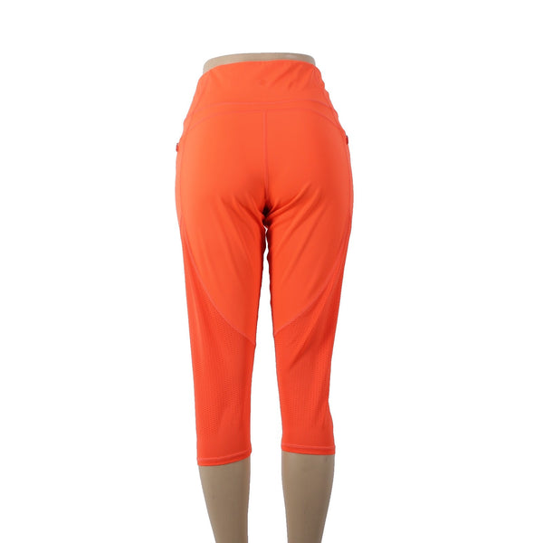 Athleta AW Pant Sz LT x 20 Orange Pull On Pockets Knee Length Poly Spandex
