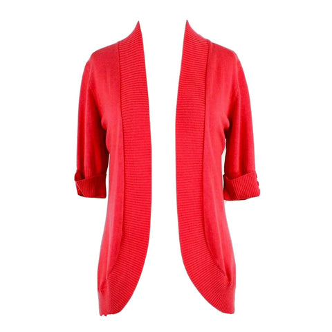 89TH & Madison NEW Sz S Pink Rounded Ribbed Cotton Wrap Cardigan Sweater