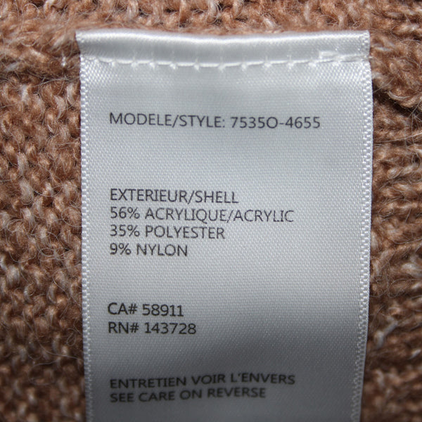 Tribal Jeans Sz SP Brown Rhinestones Open Knit Acrylic Polyester Nylon Sweater