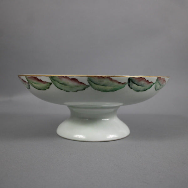 Argberg 221 Lucille Mint Multi Color Floral 10" Hand Painted Footed Fruit Plate