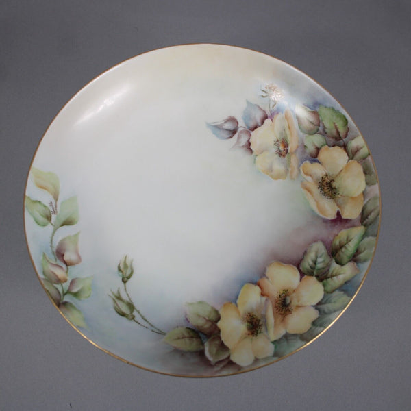 Argberg 221 Lucille Mint Multi Color Floral 10" Hand Painted Footed Fruit Plate