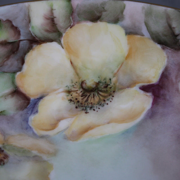 Argberg 221 Lucille Mint Multi Color Floral 10" Hand Painted Footed Fruit Plate