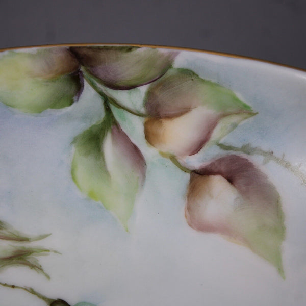 Argberg 221 Lucille Mint Multi Color Floral 10" Hand Painted Footed Fruit Plate