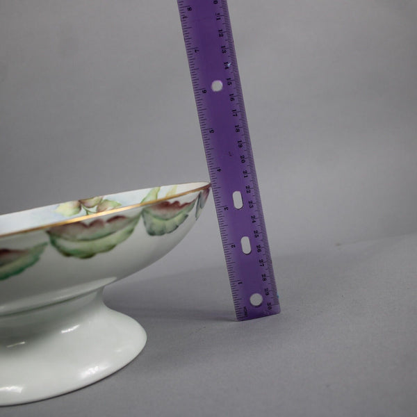 Argberg 221 Lucille Mint Multi Color Floral 10" Hand Painted Footed Fruit Plate