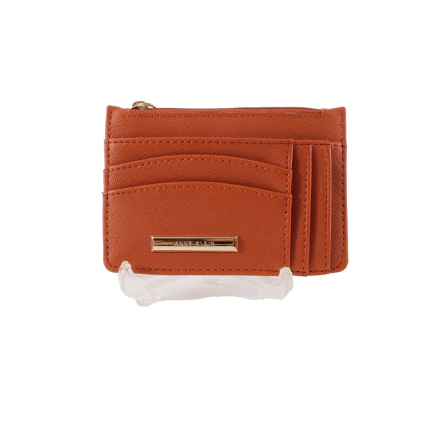 Anne Klein Wallet 5 x 3 x 1 Orange Gold Hardware Card Slots Leather Wallet