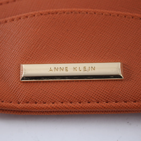 Anne Klein Wallet 5 x 3 x 1 Orange Gold Hardware Card Slots Leather Wallet